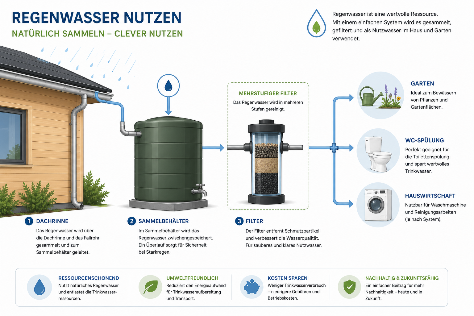Infografik Regenwasser sinnvoll einsetzen